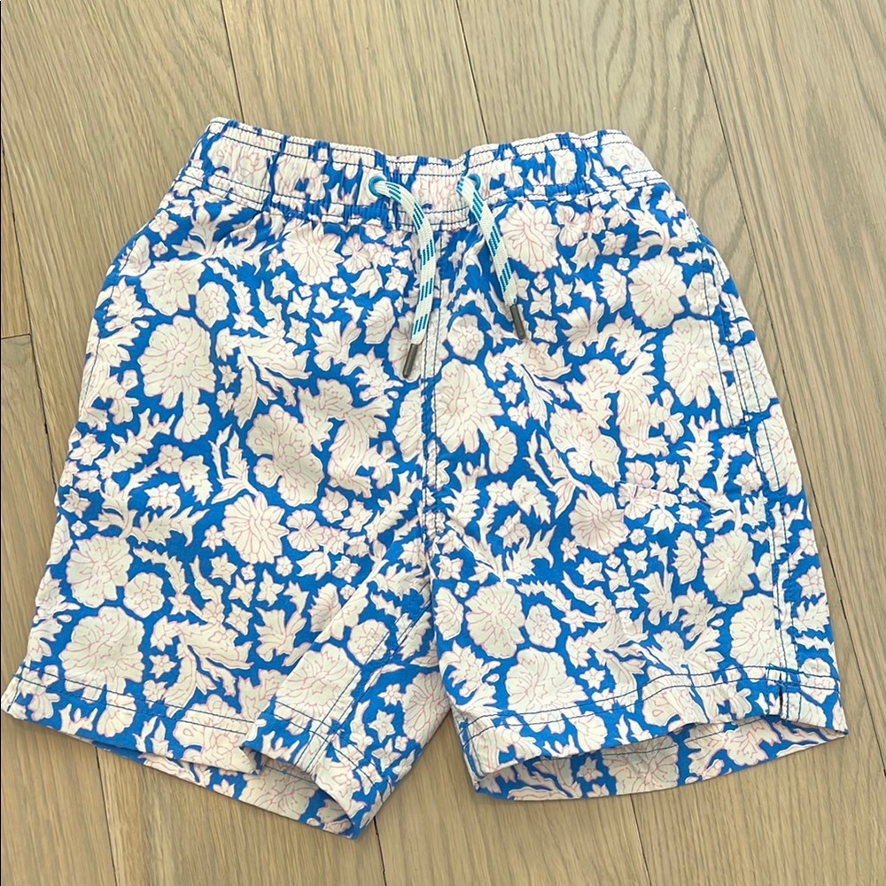 J. Crew Blue and Pink Swim Trunks with Elastic Waistband